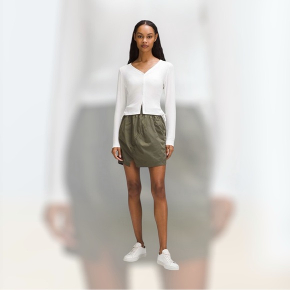 lululemon athletica Dresses & Skirts - NWT Lululemon High-Rise Ruched Mini Skirt
Army Green